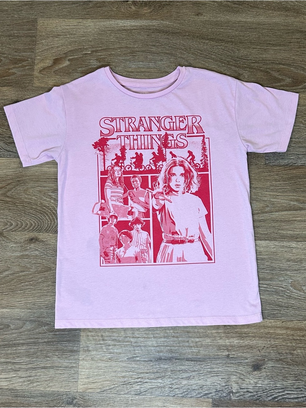 Stranger Things Pink Short Sleeve Graphic Tee Girls Large 10-12